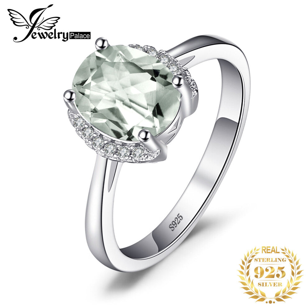 Oval 1.7ct Natural Amethyst 925 Sterling Silver Engagement Ring for Women Gemstone Fine Jewelry Anniversary Gift