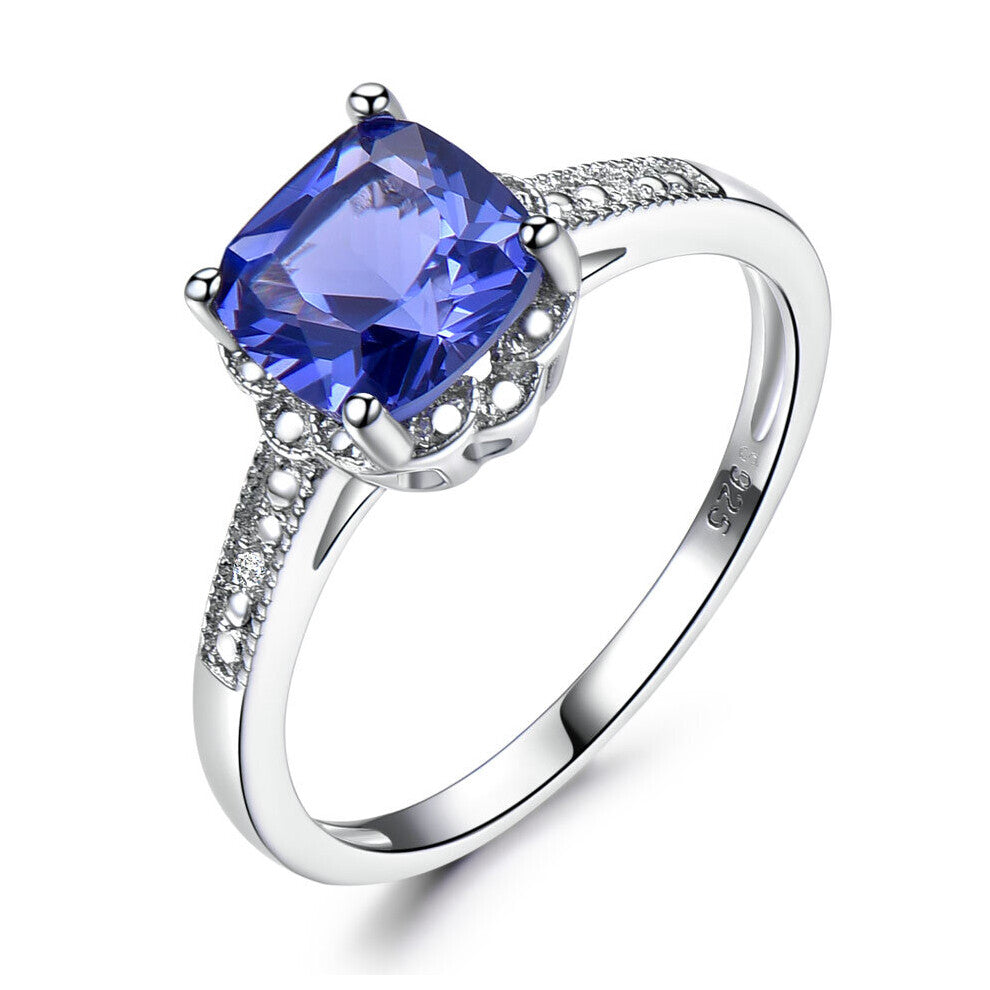 Tanzanite Gemstone Rings for Women 925 Sterling Silver Ring Birthstone Engagement Wedding Romantic Valentines Jewelry