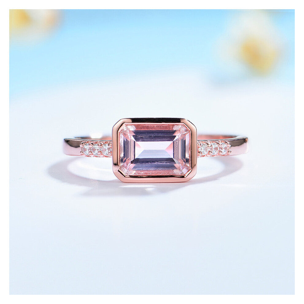 Kuololit 585 Rose Created Emerald Gemstone Ring for Women Solid 925 Sterling Silver Jewelry for Engagement Christmas