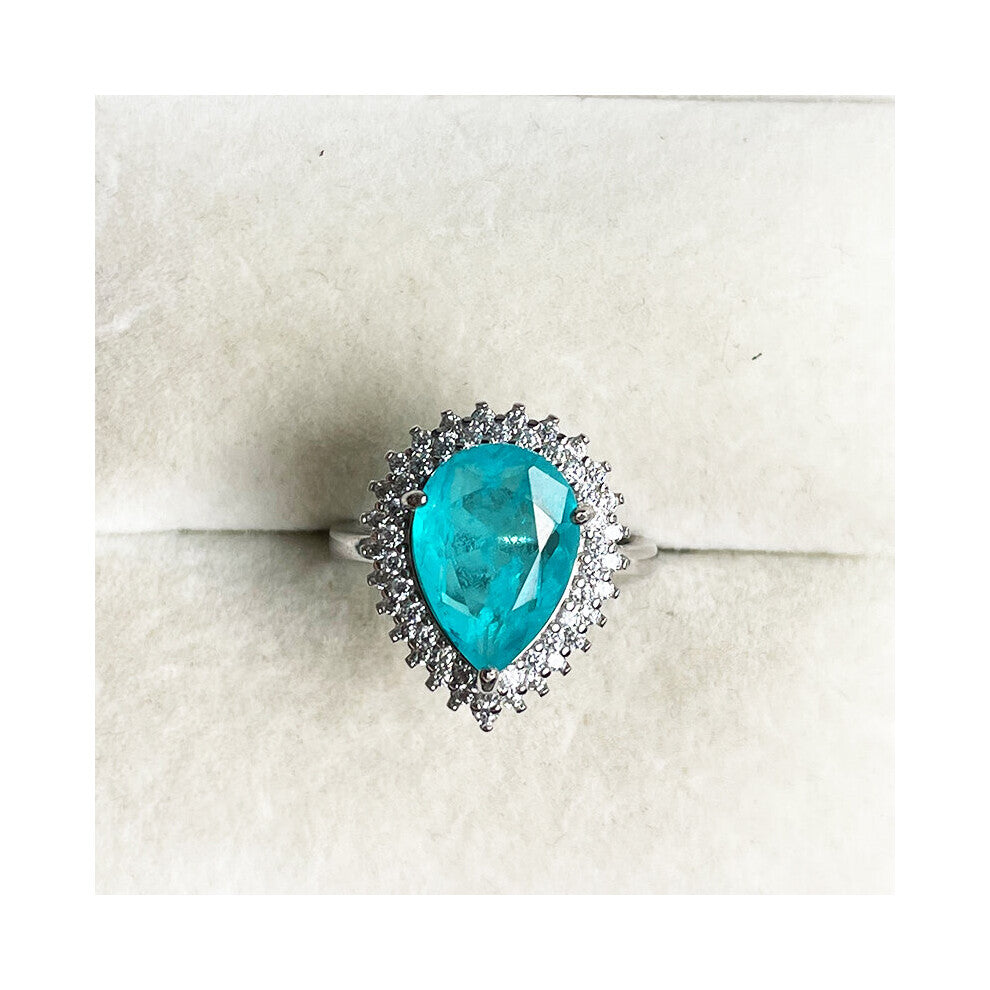 Cellacity Classic Women 925 sterling silver ring with paraiba gemstones female fine Jewelry Gift Wedding Engagement Accessories