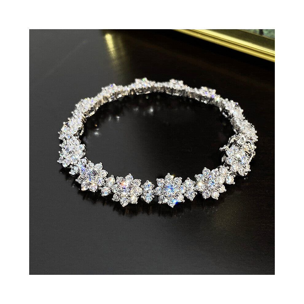 Charm Flower Lab Diamond Bracelet 925 Sterling Silver Engagement Wedding bangles Bracelets for women Bridal Gemstones Jewelry