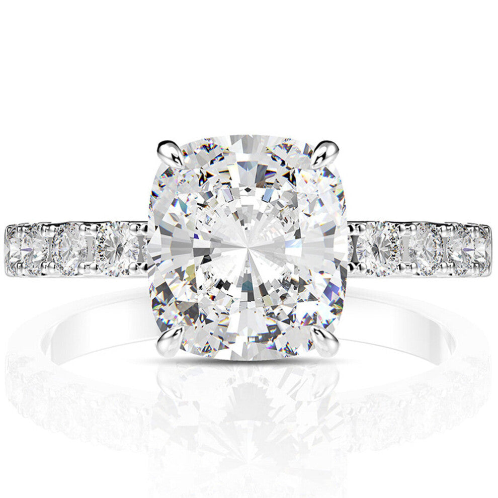 925 Sterling Silver Cushion Cut 3CT Sapphire Gemstone Wedding Engagement Ring For Women Fine Jewelry Gift