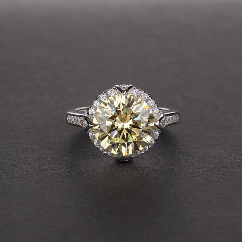 Wong Rain 925 Sterling Silver Round Cut High Carbon Diamonds Sapphire Citrine Gemstone Wedding Engagement Ring Jewelry