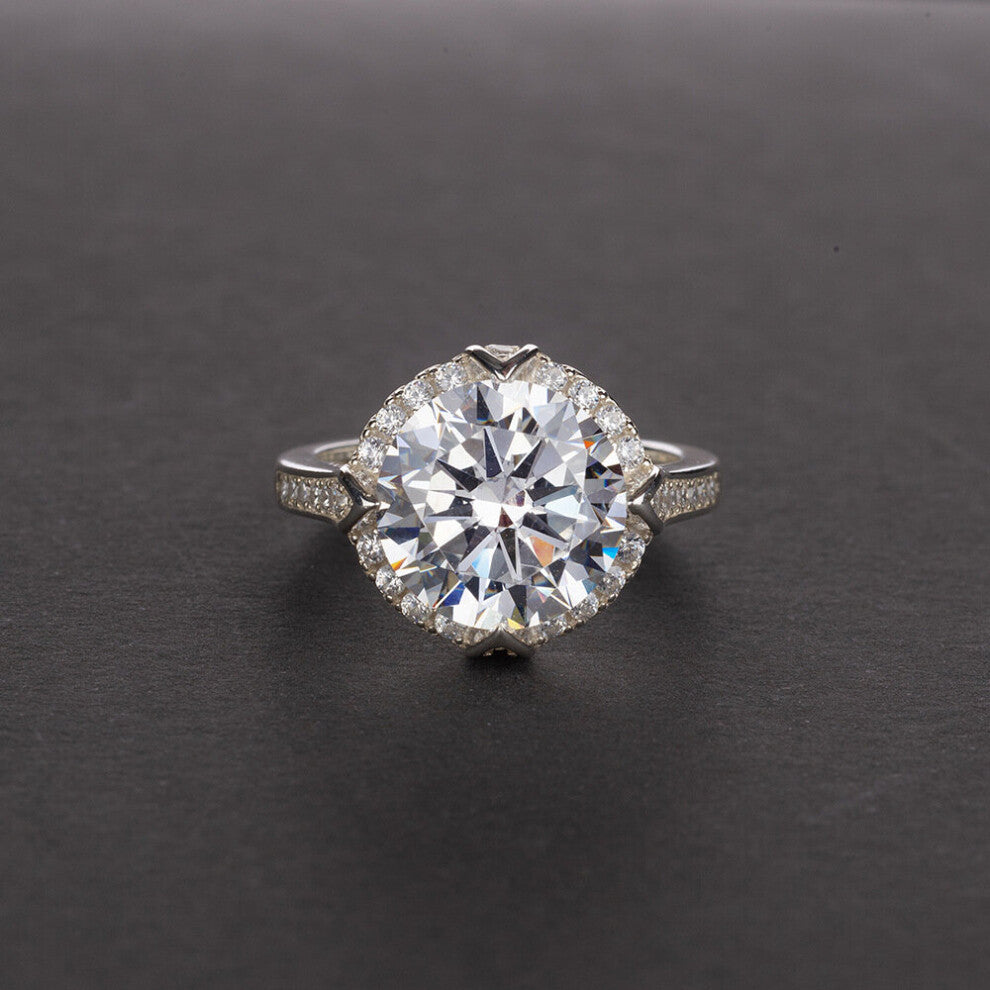 Wong Rain 925 Sterling Silver Round Cut High Carbon Diamonds Sapphire Citrine Gemstone Wedding Engagement Ring Jewelry