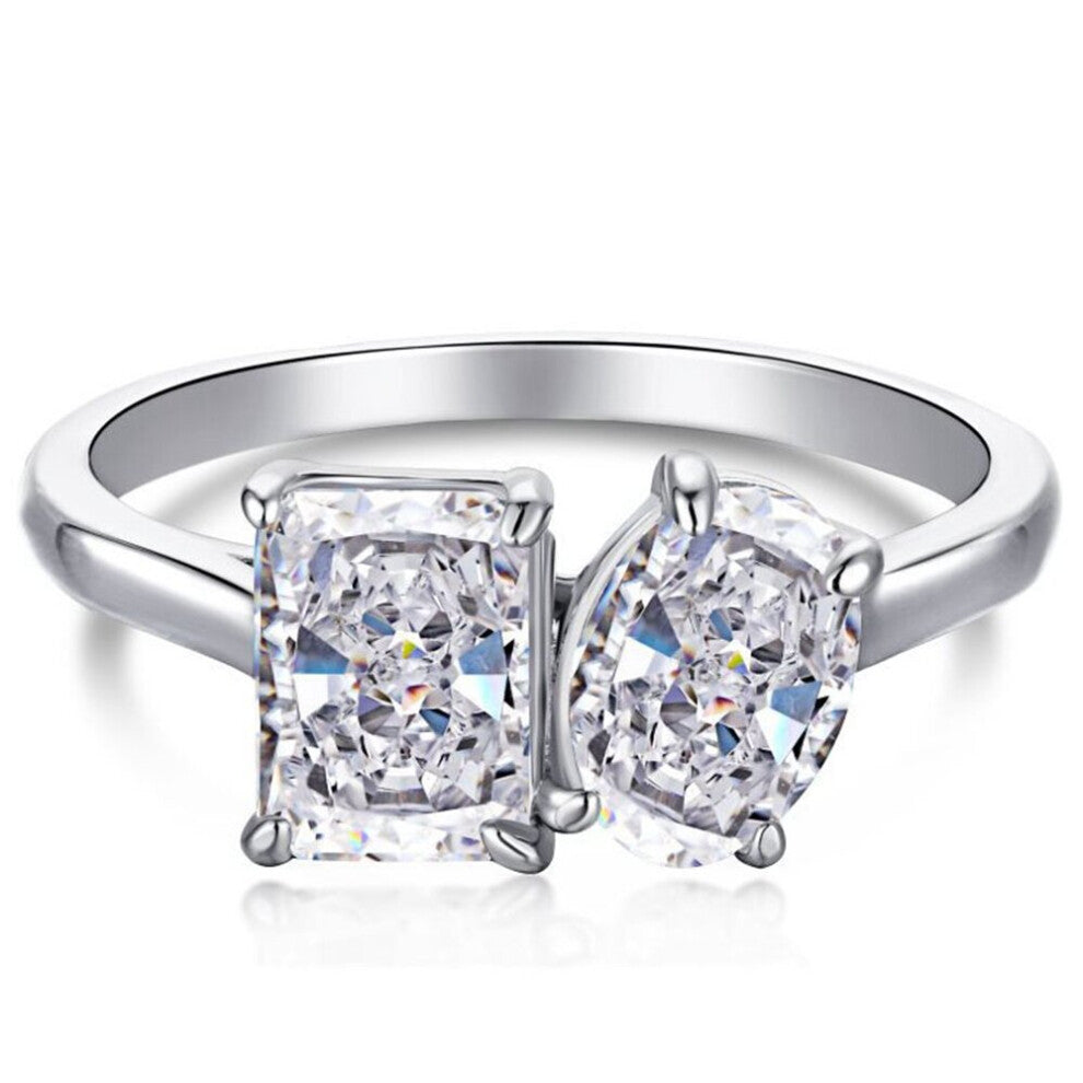 Shipei 925 Sterling Silver Crushed Ice Cut Created Moissanite Gemstone Diamonds Wedding Engagement Ring Fine Jewelry