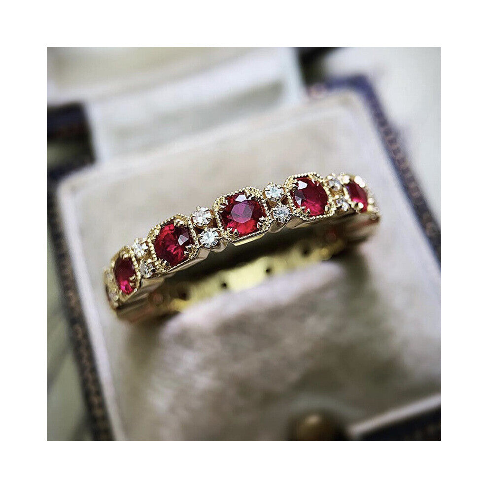 100% 925 Sterling Silver ruby Gemstone Rings Vintage Wedding Engagement Diamonds Square Rings Fine Jewelry For Women Gift