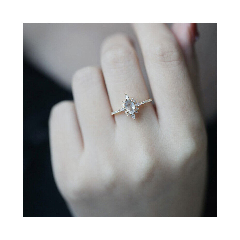 Natural Labradorite Ring For Women Gemstone Star Ring 925 Sterling Silver Vermeil Jewelry Wedding Engagement Ring