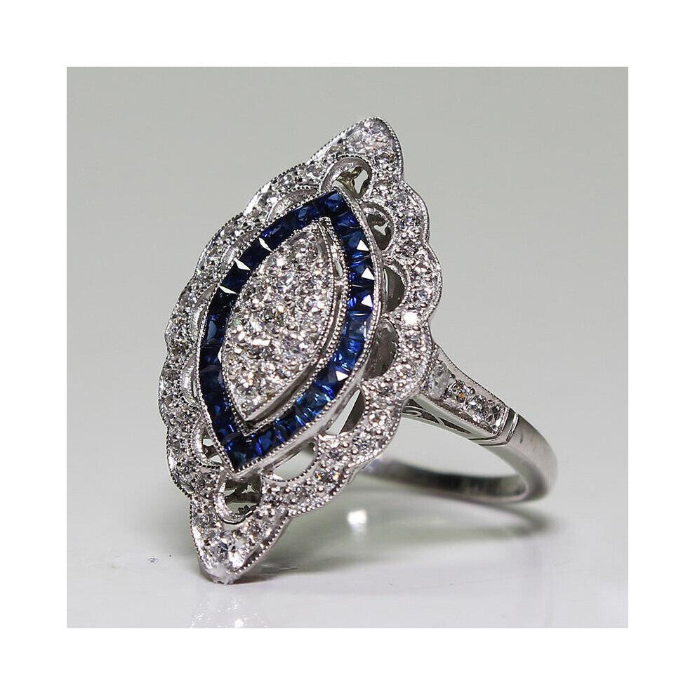 Vintage Charm Rings for Women 925 Silver Jewelry with Sapphire Zircon Gemstone Finger Ring Wedding Engagement Ornament