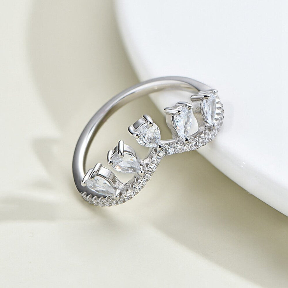 Shipei Pear Created Moissanite Gemstone Ring 100% 925 Sterling Silver Crown Ring For Women Engagement Fine Jewelry