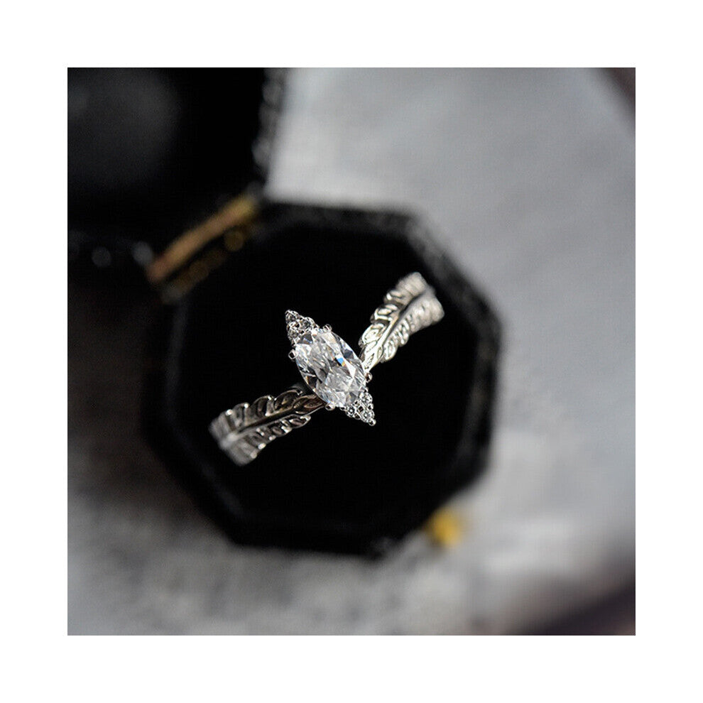 Wong Rain 925 Sterling Silver Marquise Created Moissanite Gemstone Engagement Ring Ladies Fine Jewelry Drop