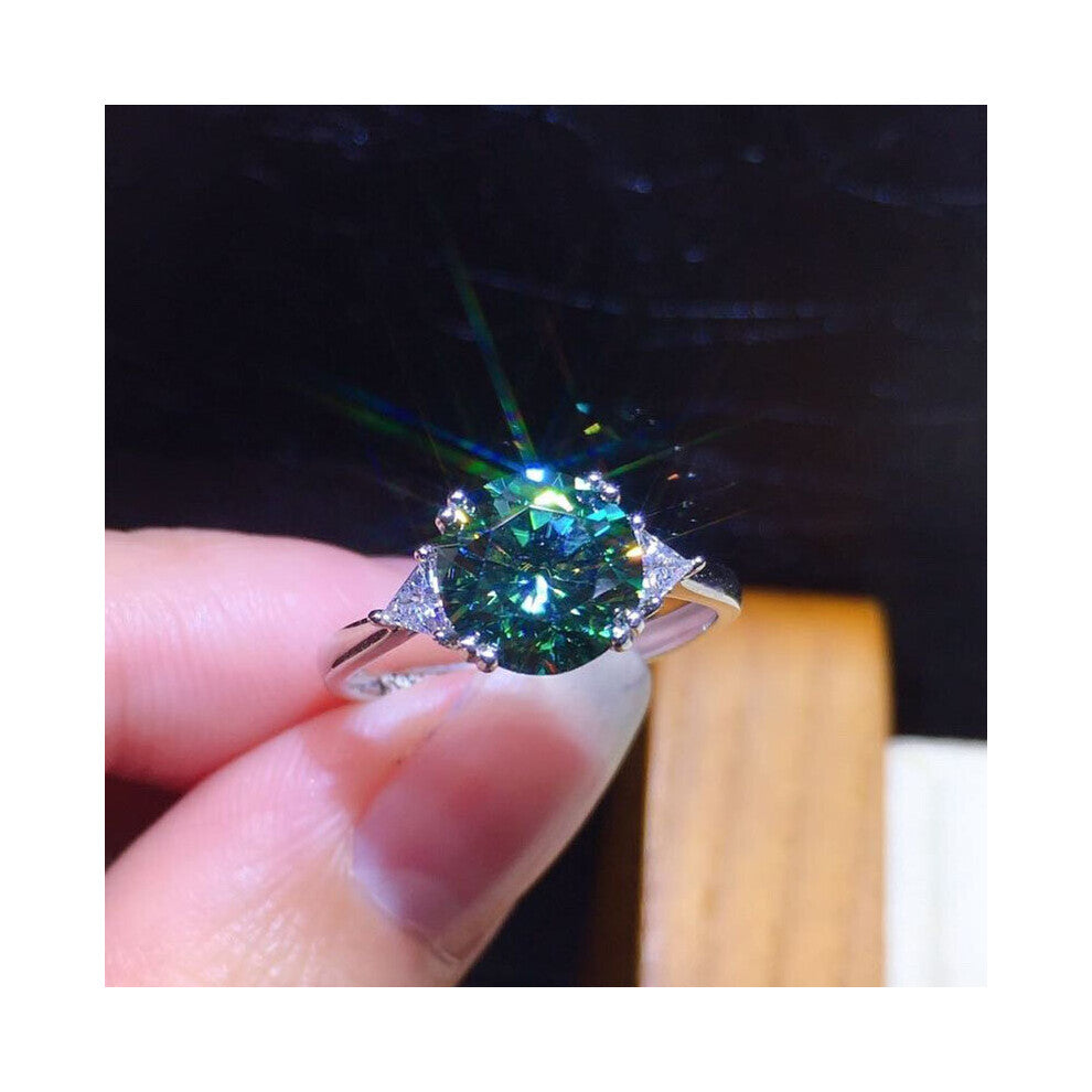 ANGEL 3 Carats 925 Sterling Silver Created Green Moissanit Gemstone Resizable Ring For Women Jewelry Engagement Gift