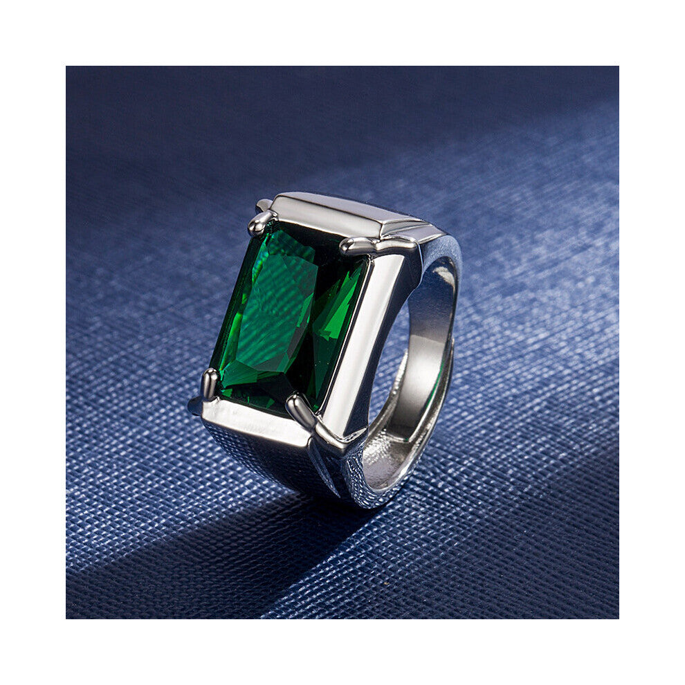 Ring 925 Silver Jewelry Rectangle Shape Sapphire Gemstone Open Finger Rings for Women Men Wedding Engagement Party Gift