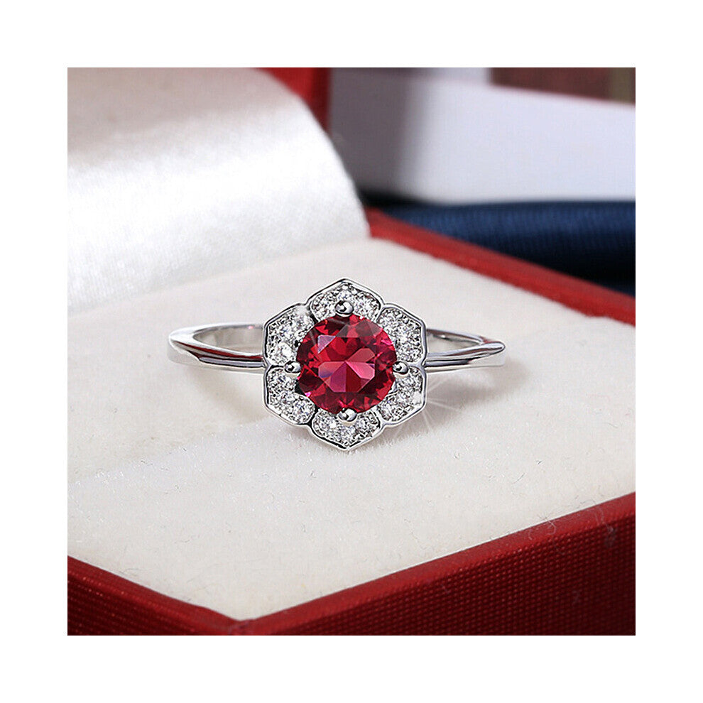 Retro Rings 925 Silver Jewelry Charm Ruby Zircon Gemstones Finger Ring for Women Wedding Engagement Party Accessories