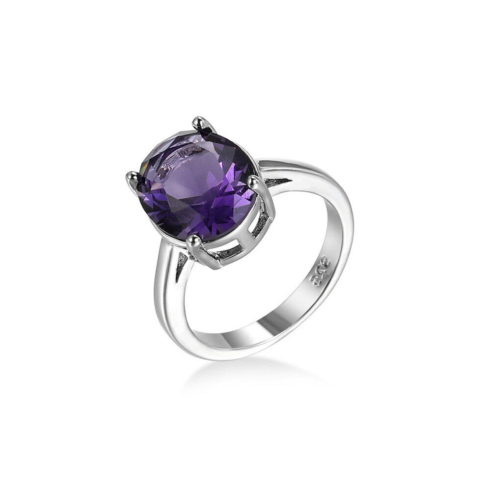 Real 925 Sterling Silver Rings For Women Gemstones Natural Jewelry Silver Ring For Women Engagement Amethyst Ring