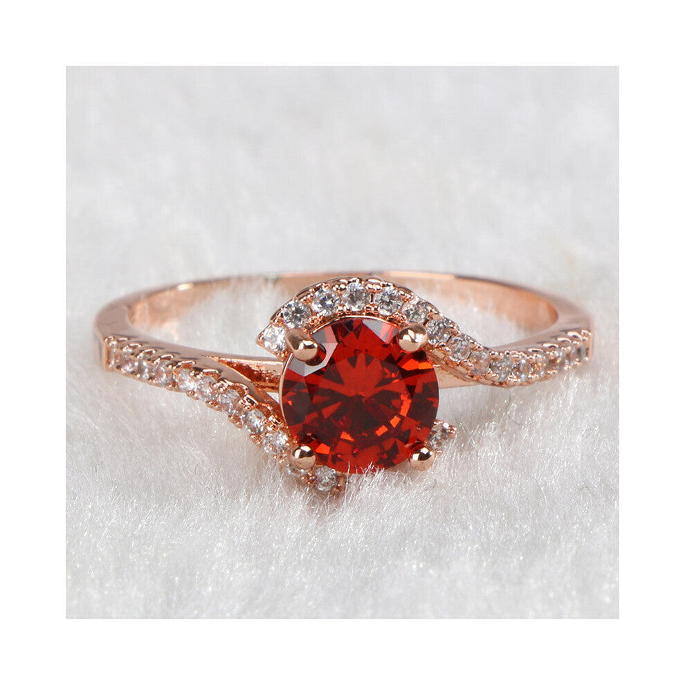 Cellacity Round Gemstones Ring for Women Ruby Zircon Silver 925 Jewelry Rose Female Engagement Ring