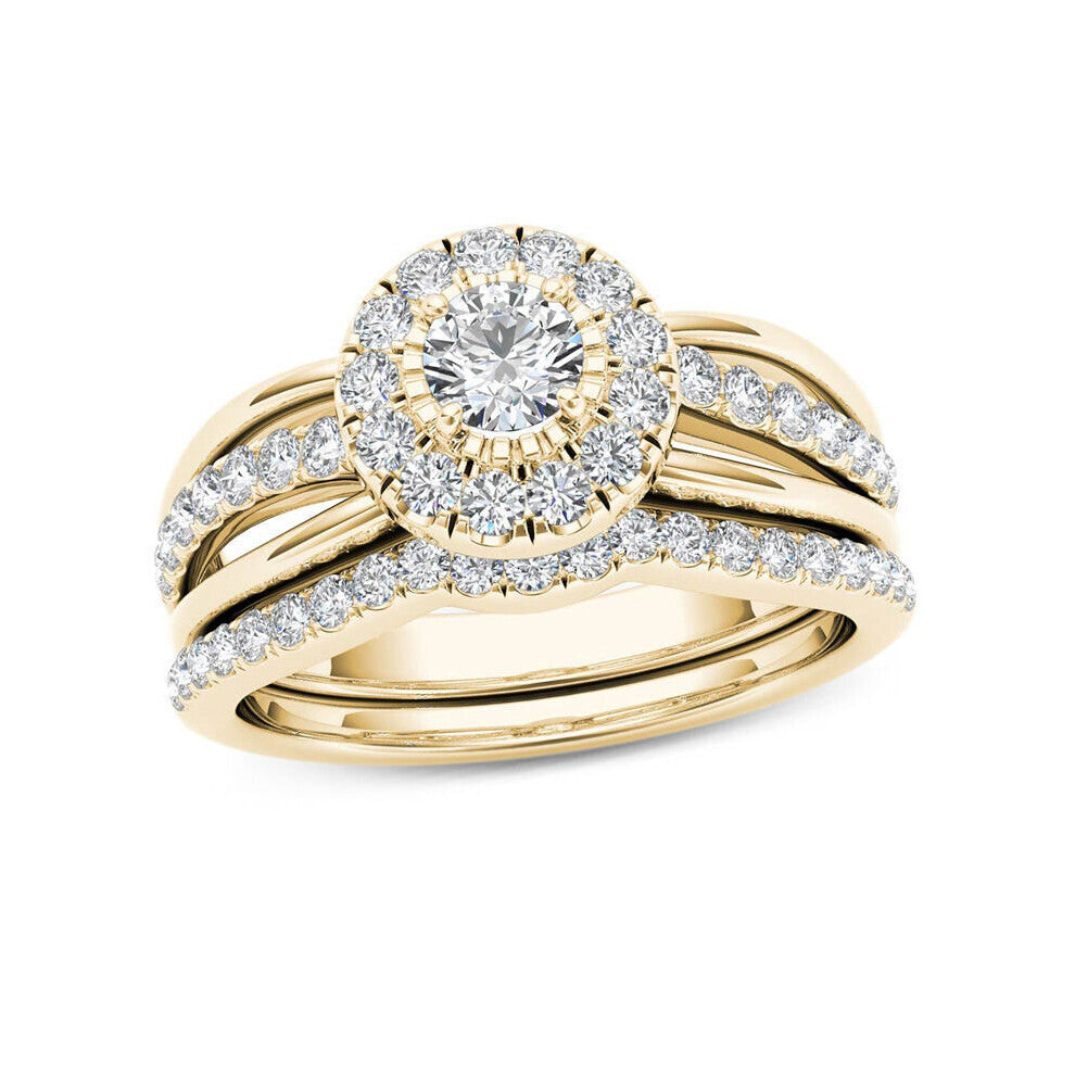 925 Silver Jewelry Ring Round Shape Zircon Gemstone Finger Rings for Women Wedding Engagement Party Accessory