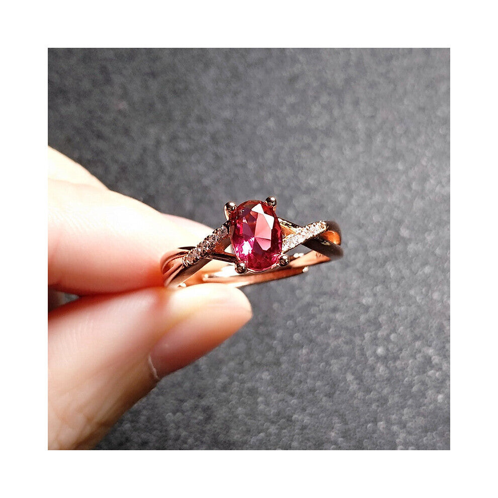 Vintage Ring 925 Silver Jewelry Oval Ruby Zircon Gemstones Finger Rings Accessories for Women Wedding Engagement Party