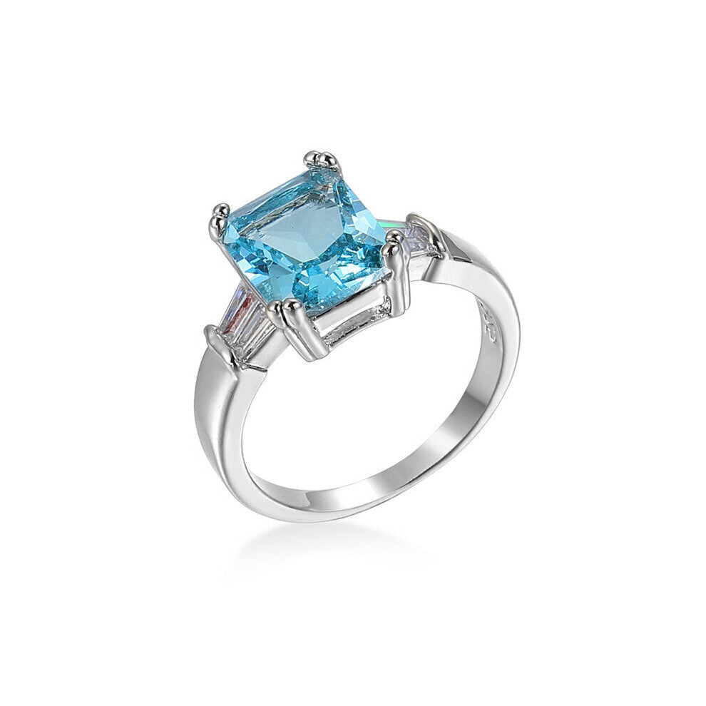 Anillos Yuzuk Aquamarine Rings For Women Sterling Silver 925 Jewelry Ring Wedding Engagement Party Gemstone Fine Jewelry