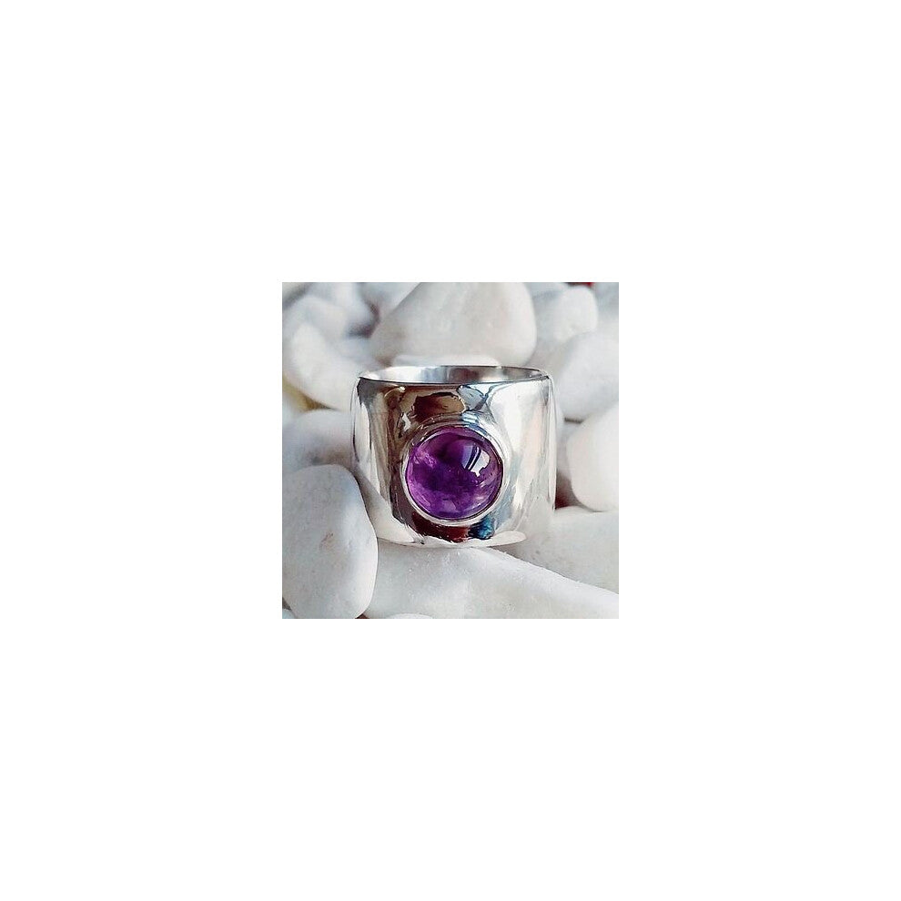 Women's 925 Silver Rings SimpleElegant Natural Purple Gemstone Jewelry Wedding Engagement Party Ring Size 5-11