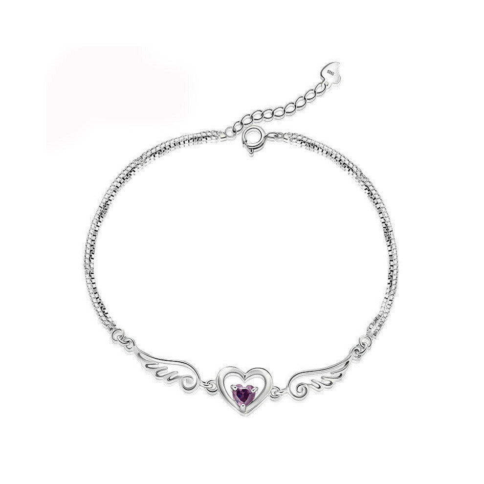 Romantic 925 Silver Jewelry Bracelets for Women Wedding Engagement Promise Party Accessory Heart Shape Zircon Gemstone Bracelet
