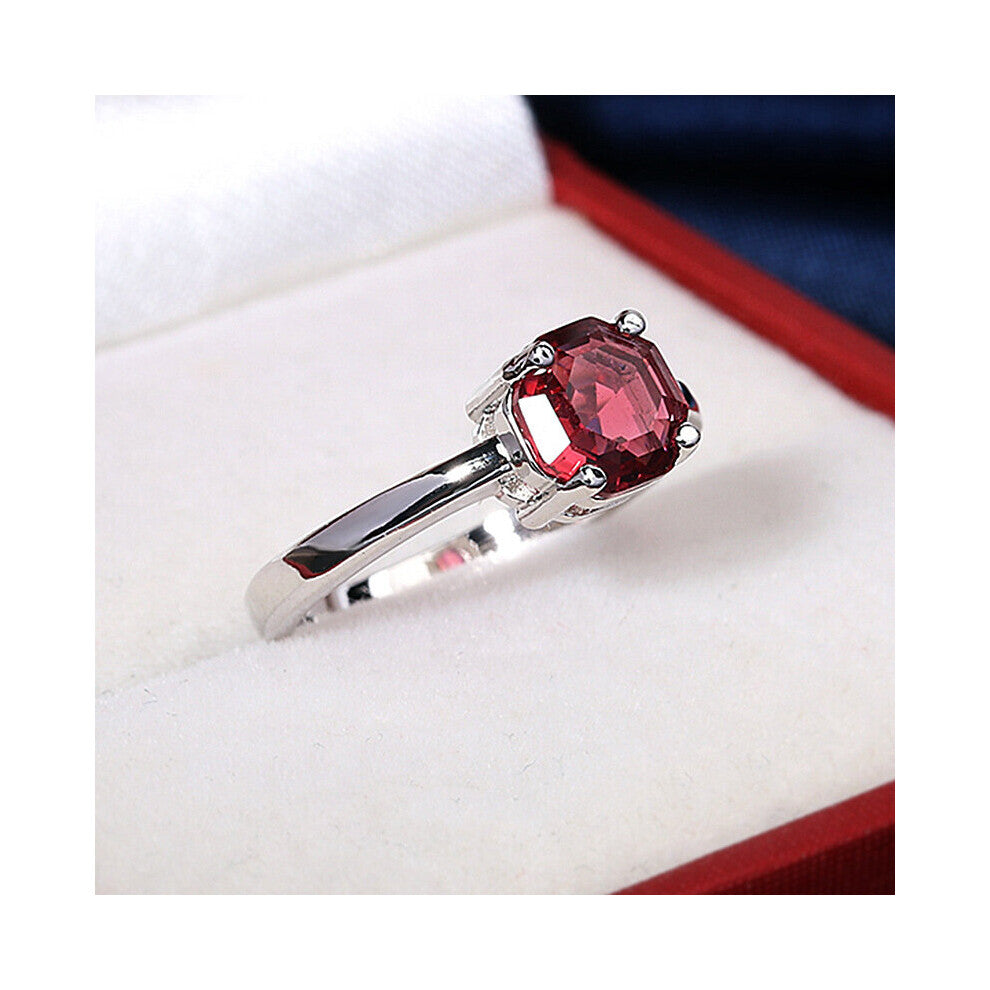 Red Ruby Oval Egg Shape Gemstone Sterling 925 Silver Wedding Rings For Women Bridal Fine Jewelry Engagement Bague Accessories