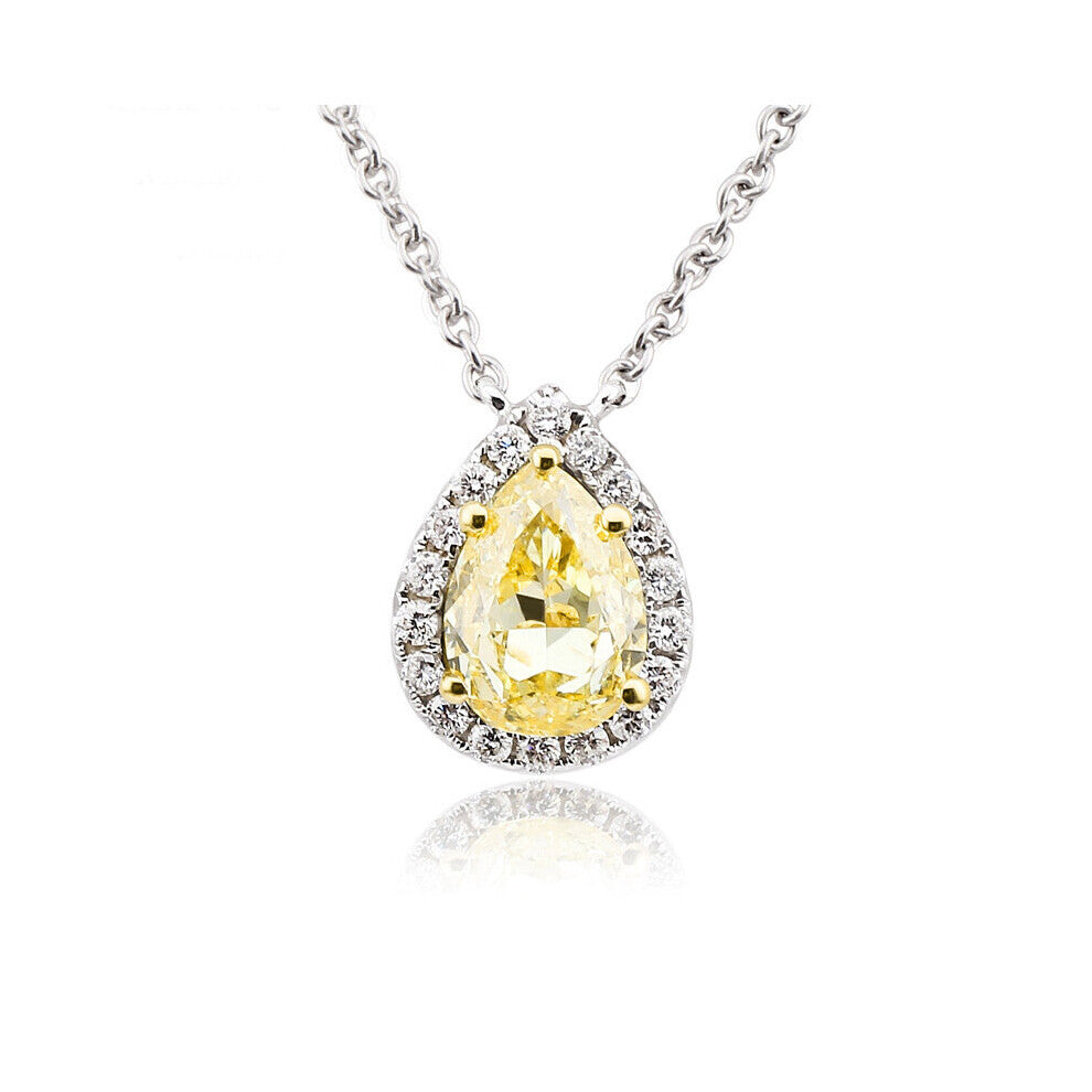 Wong Rain 100% 925 Sterling Silver Pear Created Moissanite Gemstone Wedding Engagement Pendent Necklace Fine Jewelry