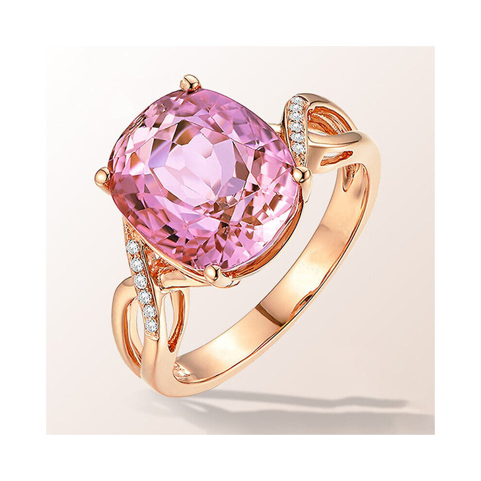 Ring 925 Silver Jewelry Oval Pink Zircon Gemstone Finger Rings for Women Wedding Engagement Party Accessories