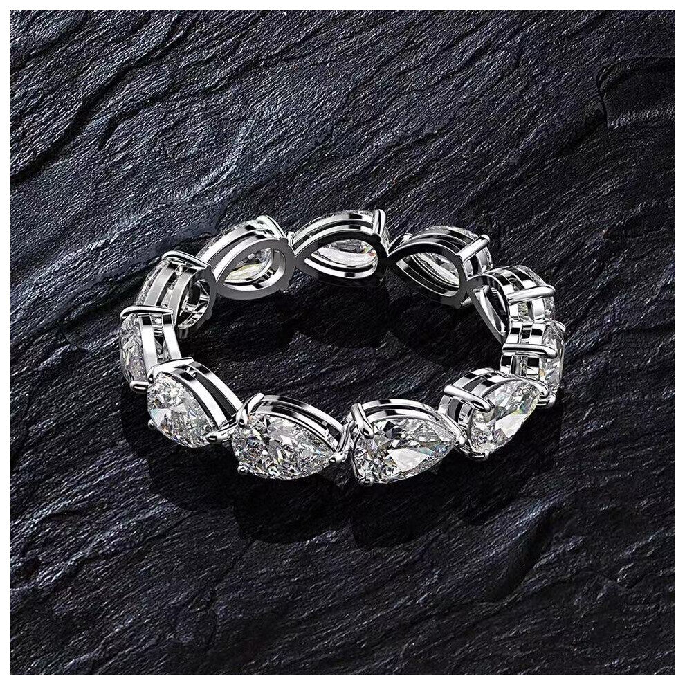 Wong Rain 925 Sterling Silver Pear Cut Created Moissanite Diamonds Gemstone Engagement Ring Wedding Band Fine Jewelry