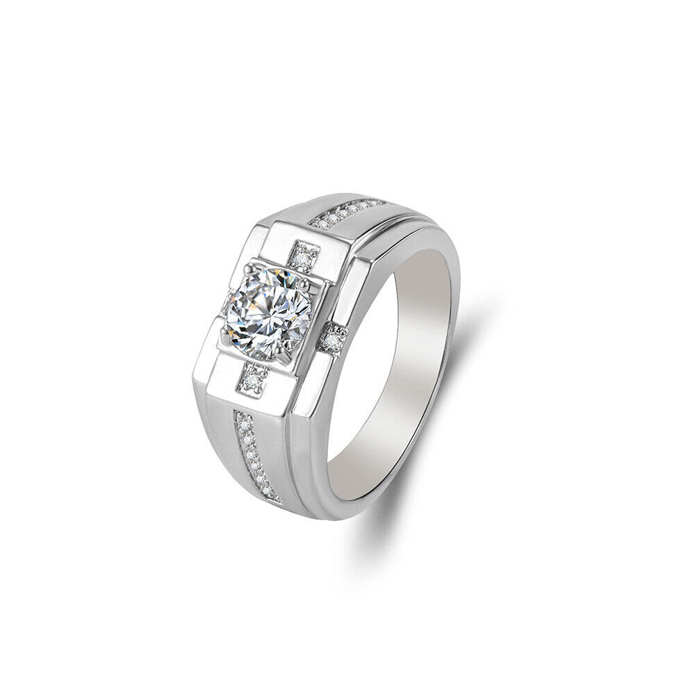 Men Rings 925 Silver Jewelry with Zircon Gemstones Open Finger Ring for Wedding Engagement Component Arrival