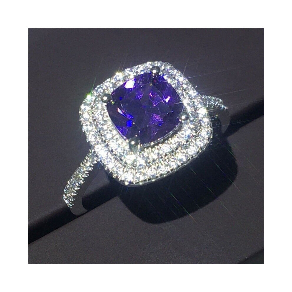 Cellacity Silver 925 Ring With Square gemstone Zircon Jewelry Wihte Pink Purple Green Wedding Engagement Gift
