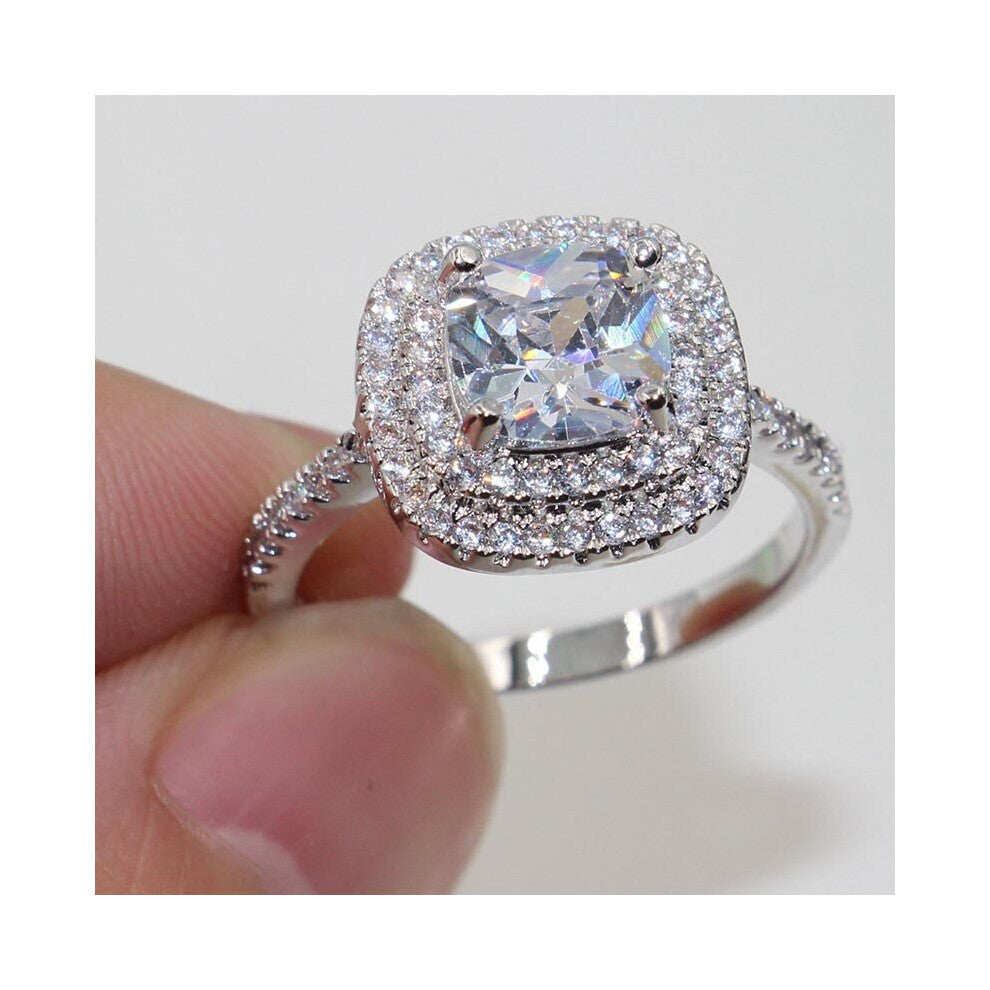 Cellacity Silver 925 Ring With Square gemstone Zircon Jewelry Wihte Pink Purple Green Wedding Engagement Gift