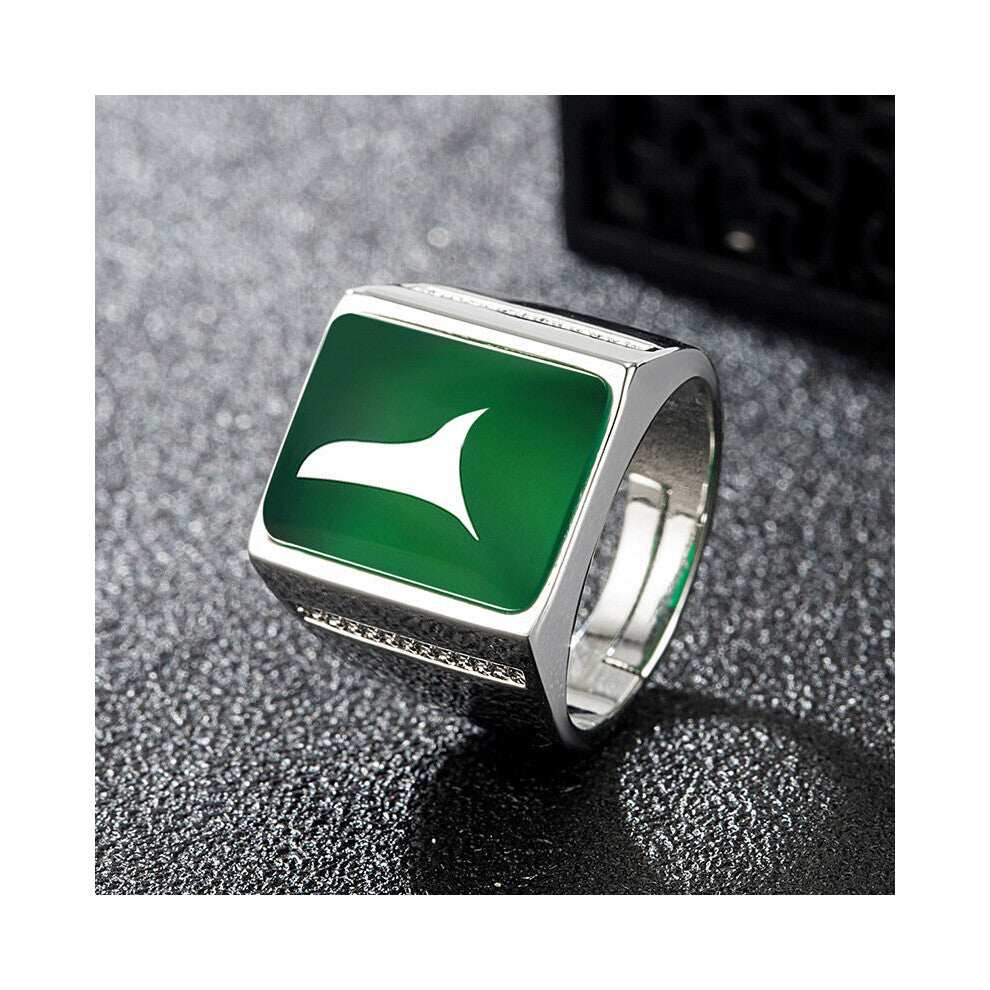 Retro 925 Silver Jewelry Men Ring Rectangle Shape Emerald Zircon Gemstone Finger Rings for Male Wedding Engagement Accessories