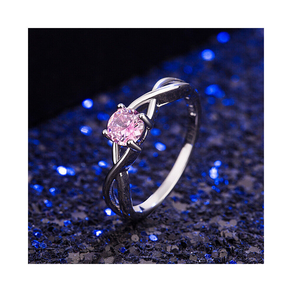 100% 925 Sterling Silver Natural Pink Sapphire Gemstone For Women Wedding Engagement Thin Circle Gem Rings Jewelry