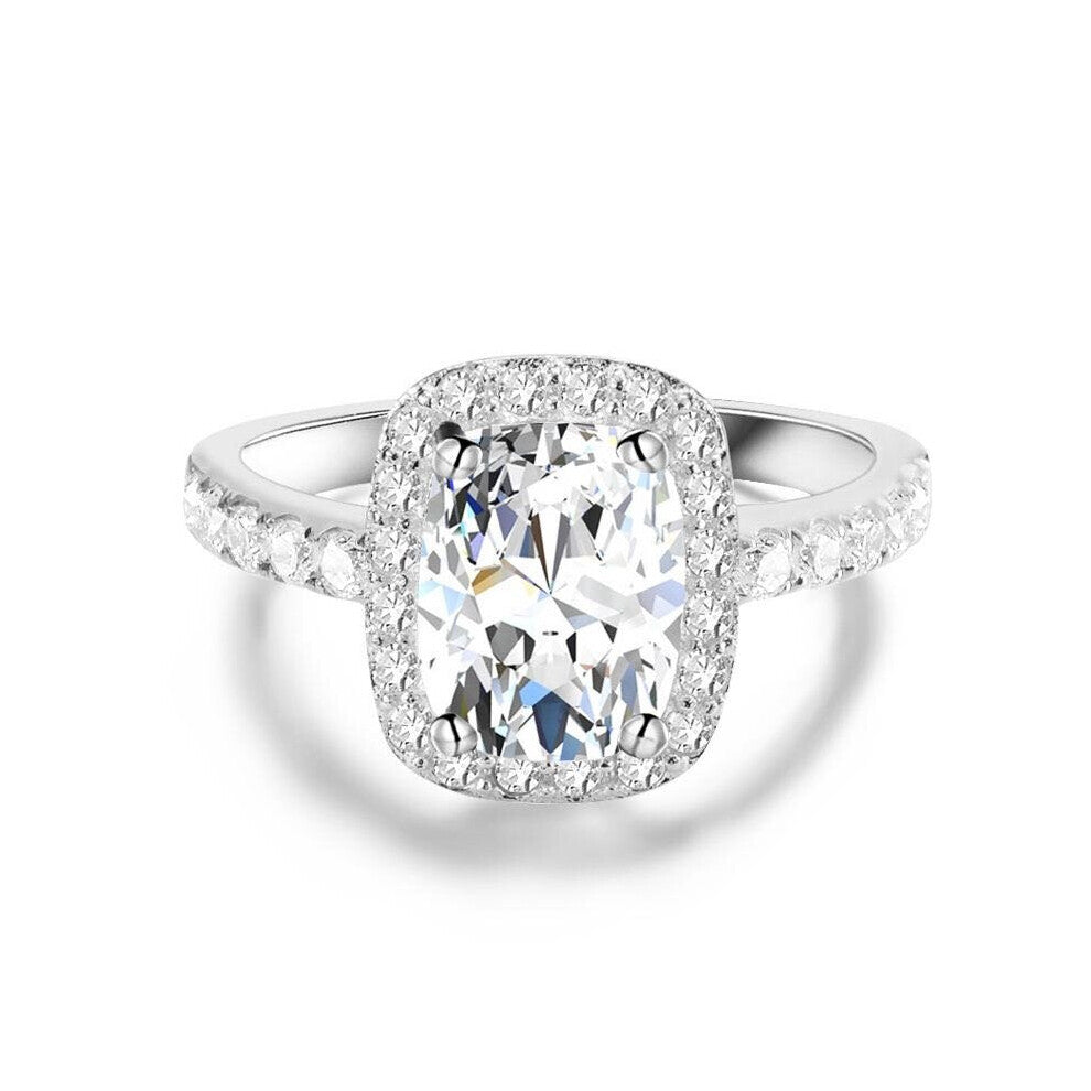 Emerald cut 2ct Diamond cz Ring 925 Sterling silver Promise Engagement Wedding Band Rings for women Gemstones Party Jewelry Gift