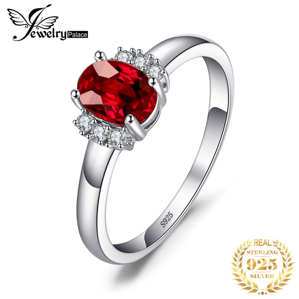 Oval Red Natural Red Garnet 925 Sterling Silver Rings for Women Engagement Gemstone Birthstone Jewelry