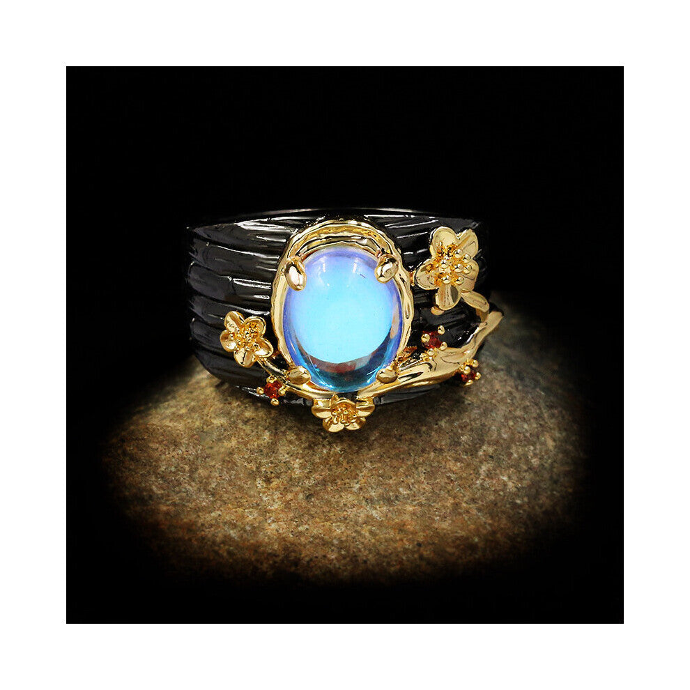 Creative Moonlight Gemstone Ring Tree Branch Flower Twine Ladies Moonstone Ring Ladies Jewelry