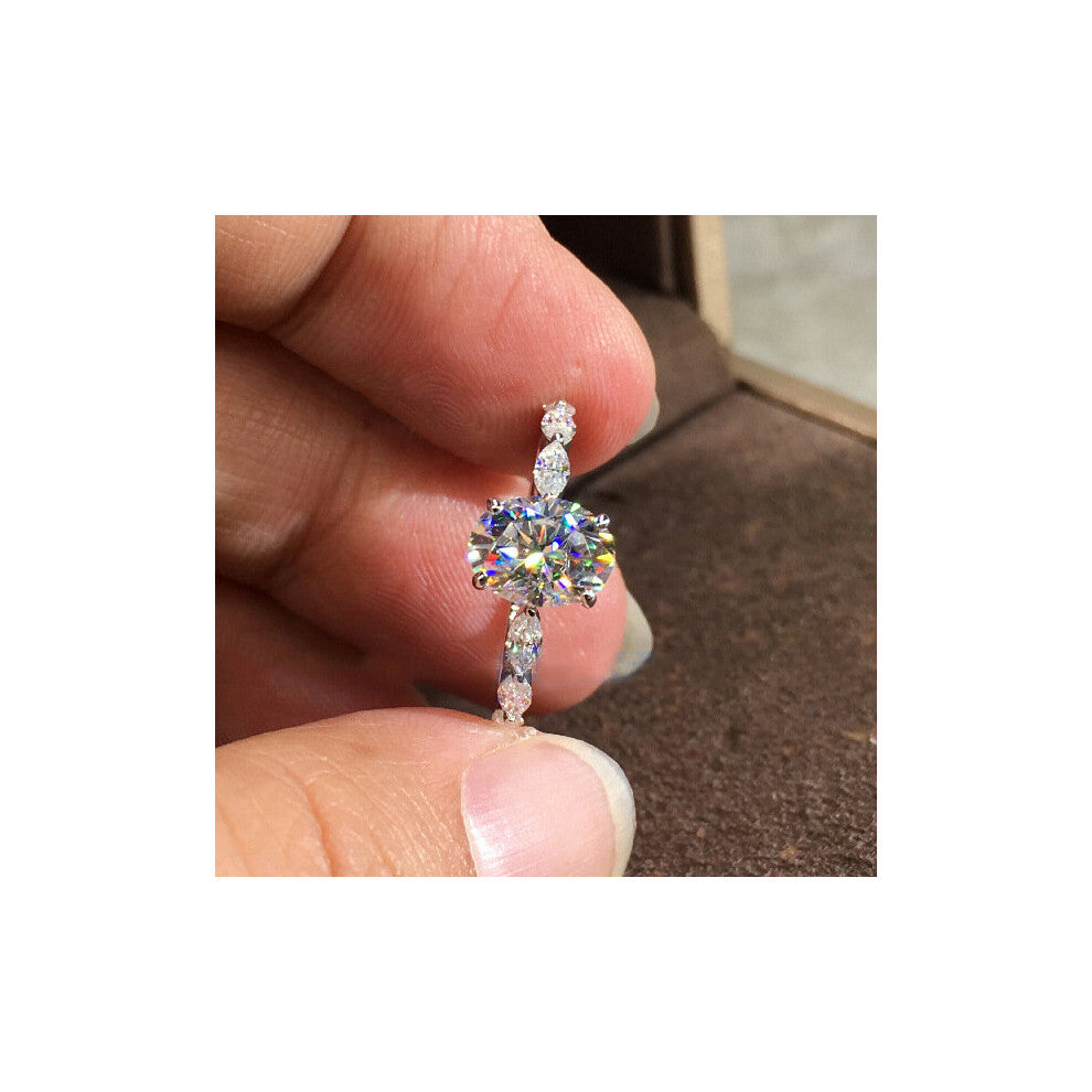 Crispy Moissanite Gemstone Ring Female Jewelry Gift Engagement Ring Six Prong Set Is More Than Diamond Gift