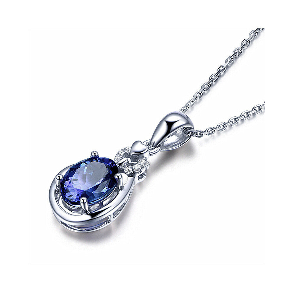 Necklace 925 Sterling Silver Jewelry Sapphire Emerald Gemstone Pendant Accessories for Women Wedding Engagement