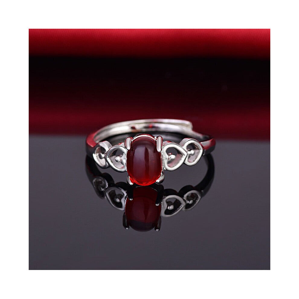 Vintage Rings 925 Silver Jewelry for Women Wedding Engagement Promise Party Ornament Oval Shape Zircon Gemstone Open Finger Ring