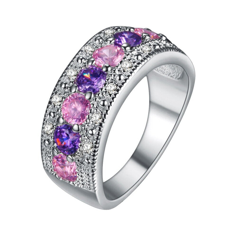 Cellacity 925 Silver Ring For Women Zircon Finger Jewelry Amethyst Ruby Gemstone Engagement Dating Size 6-9