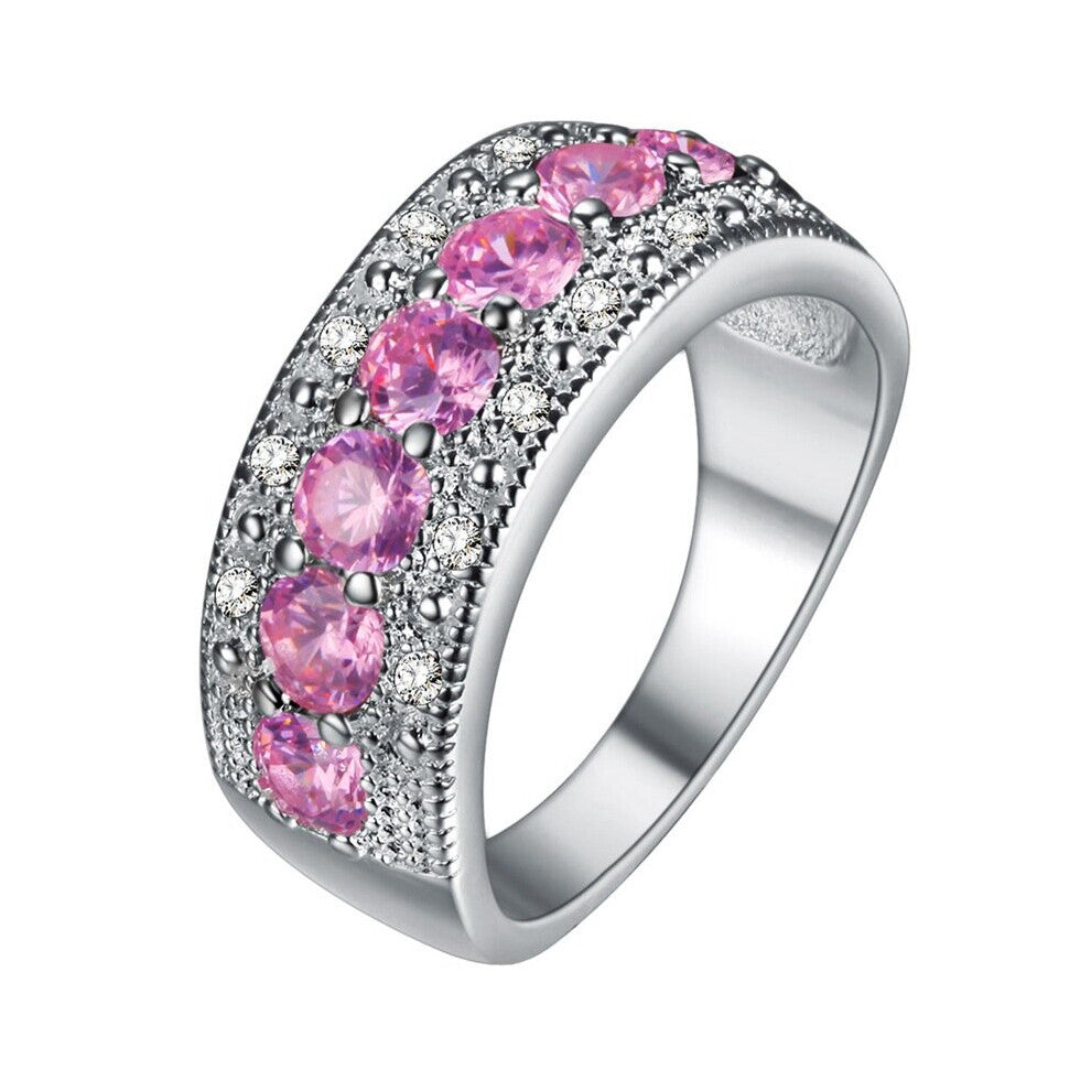 Cellacity 925 Silver Ring For Women Zircon Finger Jewelry Amethyst Ruby Gemstone Engagement Dating Size 6-9