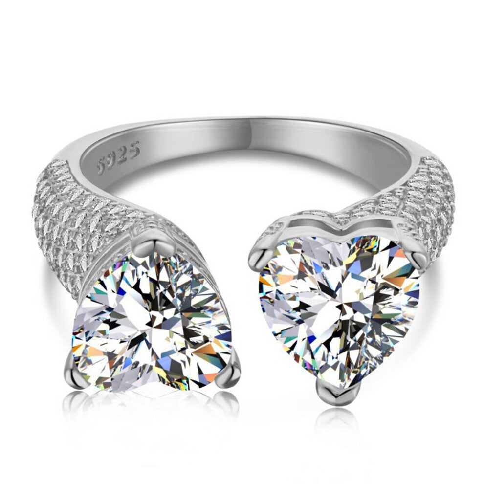 Shipei 100% 925 Sterling Silver Love Heart Cut Created Moissanite Gemstone Wedding Engagement Open Ring Fine Jewelry