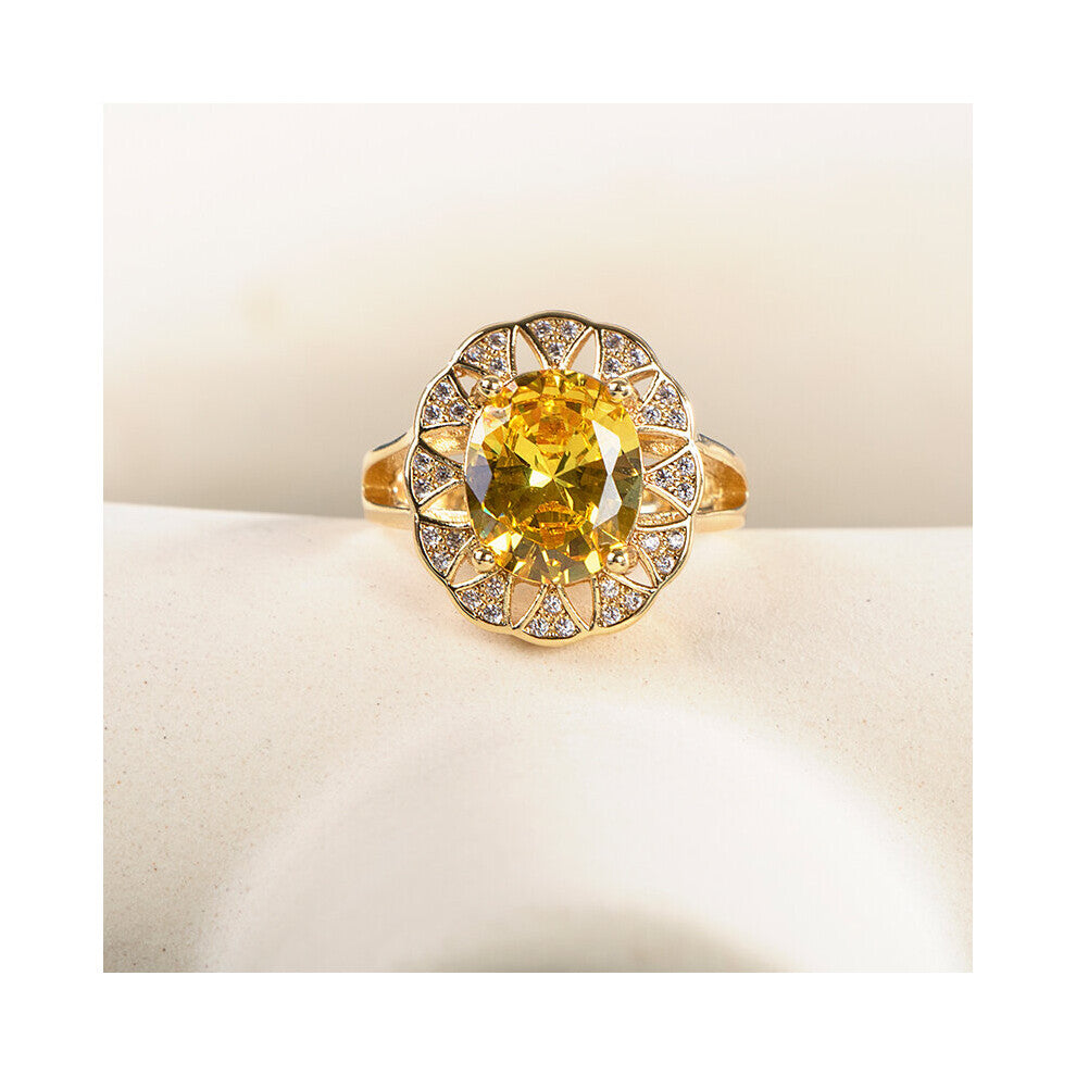 JoiasHome Silver Ring For Women Oval Citrine Gemstone Wedding Engagement Party Female 925 Fine Jewelry Gift