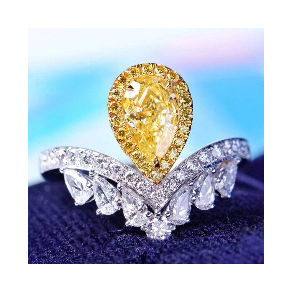 JoiasHome Silver 925 Jewelry Women's Ring Water Drops Pear Shaped Gemstones Engagement Wedding Adjustable Rings