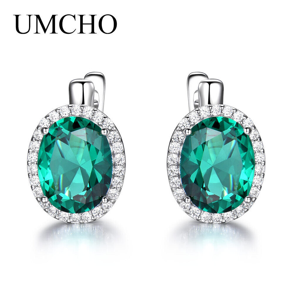 925 Sterling Silver Earrings Nano Emerald Gemstone Clip On Earrings For Women Engagement Wedding Gift Fine Jewelry