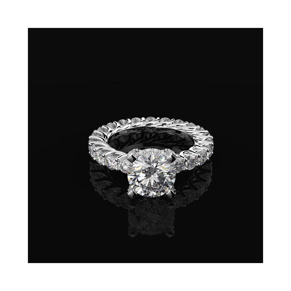 100% 925 Sterling Silver Created Moissanite Gemstone Wedding Engagement Women Ring Fine Jewelry