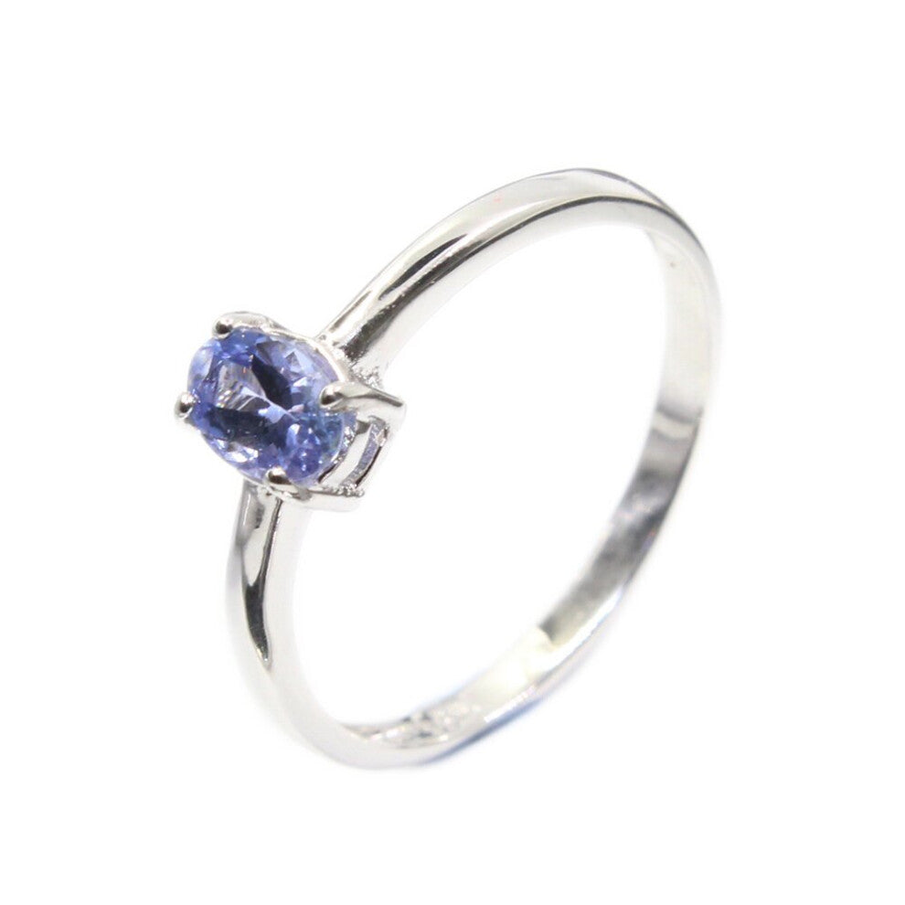 100% Natural Tanzanite Ring 0.5ct 4mm * 6mm Real Tanzanite Ring for Engagement Solid 925 Silver Gemstone Jewelry