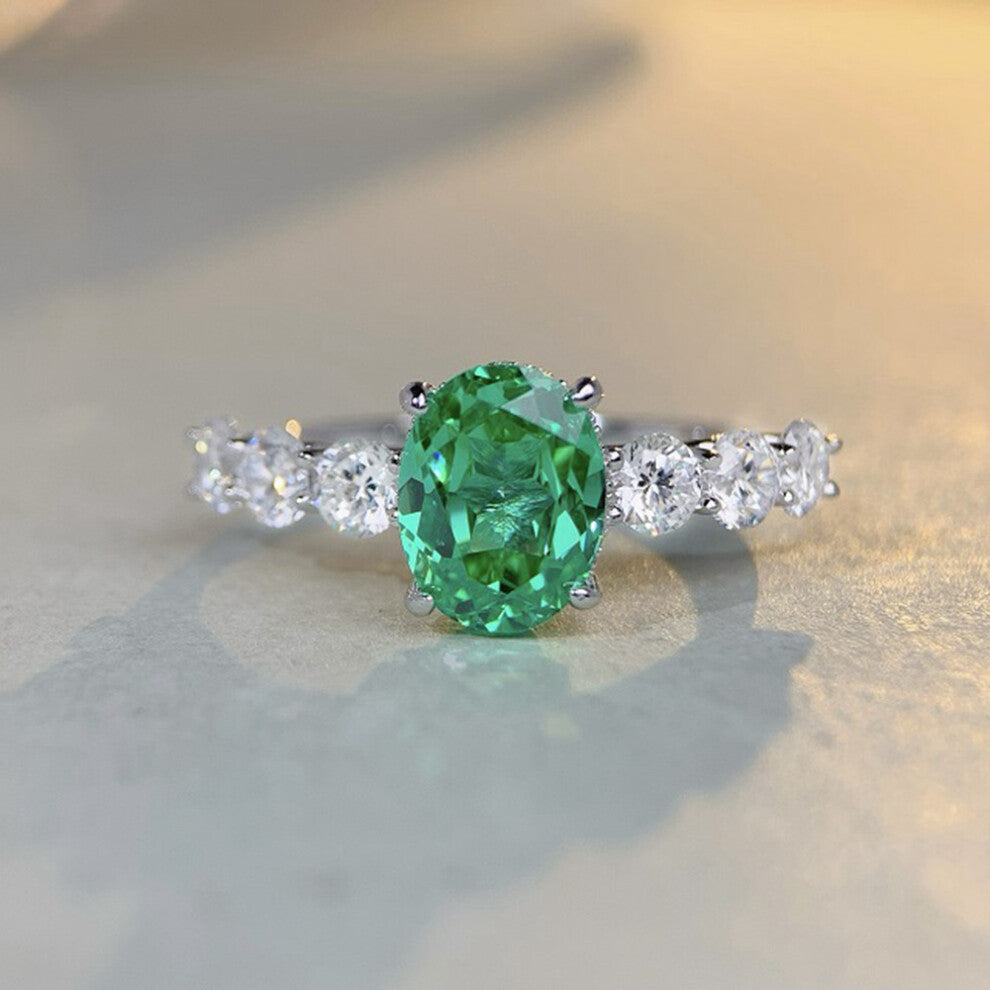 Wong Rain 925 Sterling Silver 3CT Paraiba Tourmaline High Carbon Diamond Gemstone 18K Plated Ring Engagement Fine Jewelry