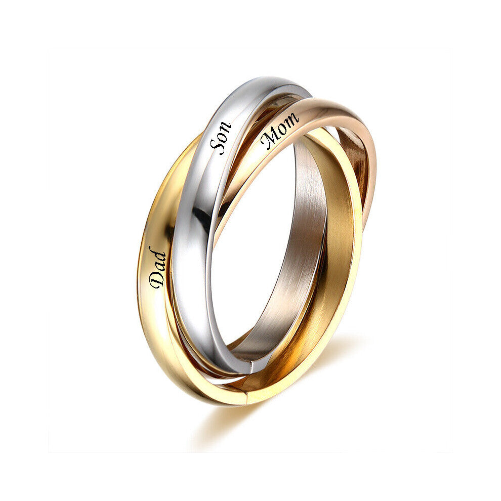 Customize Jewelry 3 Finger Ring Sets For Women Stainless Steel Wedding Engagement Ring Personalized