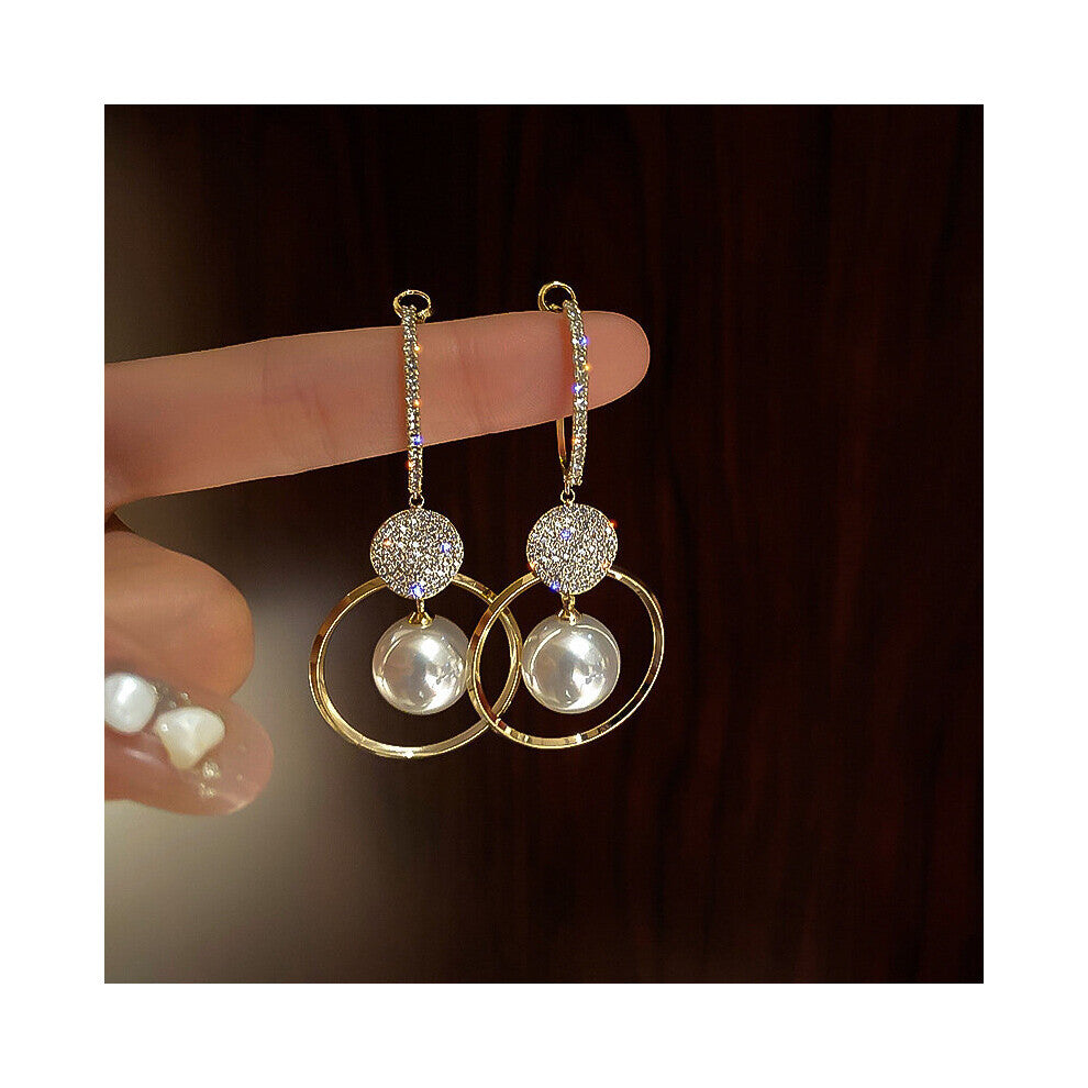 Pearl Drop Earrings For Women Rhinestone Earring Wedding Party Engagement Jewelry